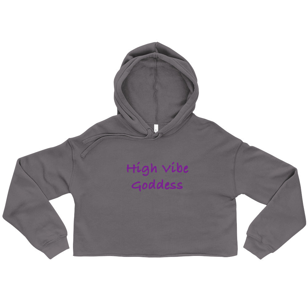 High Vibe Goddess crop hoodie in Storm – front view