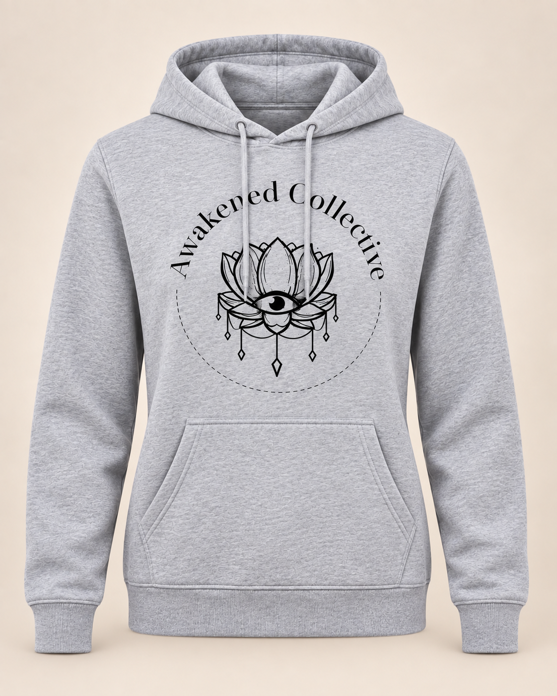 Awakened design lightweight hoodie in Light Heather Grey – clean product view