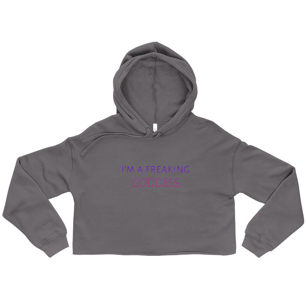 I'm a Freaking Goddess crop hoodie in Storm – original product reference
